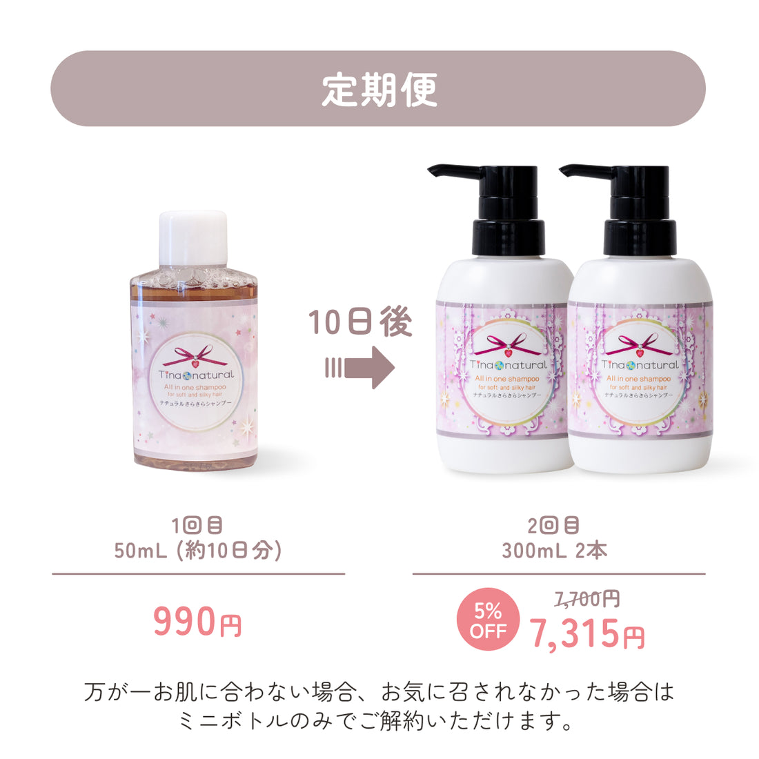 【初回990円】ミニボトルから始める定期便（2回目以降300ｍL 2本）