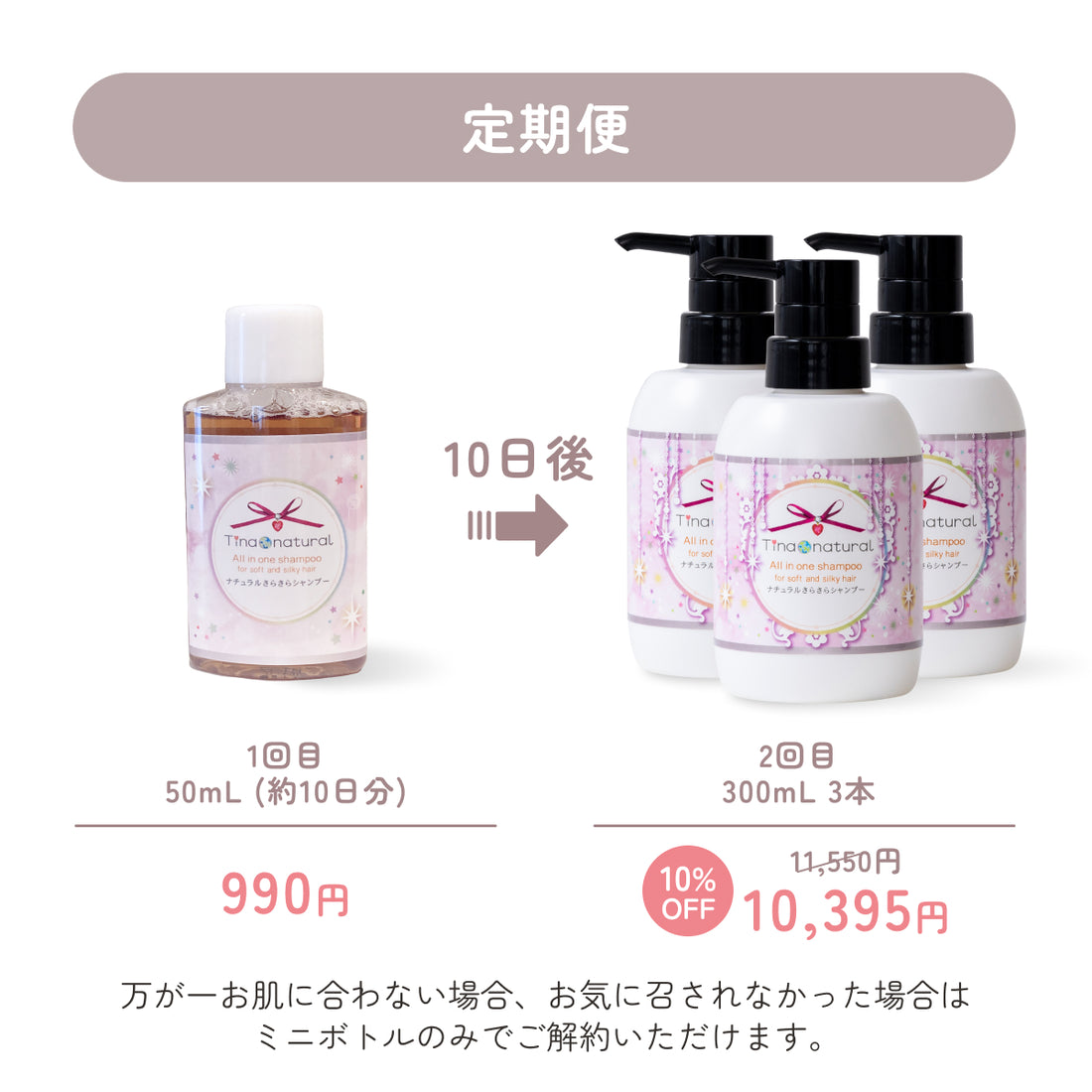 【初回990円】ミニボトルから始める定期便（2回目以降300ｍL 3本）